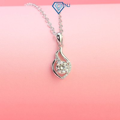 Dây chuyền Moissanite bạc nữ 6ly mặt trái tim xi bạch kim kèm thẻ tra cứu sang trọng DCNM0030 - Trang Sức TNJ