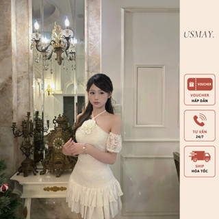  Váy yếm ren ôm body sexy quyến rũ Fleur Dress Đầm cổ yếm ren ngắn sang chảnh tiểu thư. 