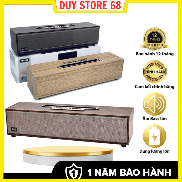 Loa bluetooth XM520 new 2024 Siêu Bass, Loa Để Bàn vỏ gỗ 20W thiết kế sang trọng Bass Cực Căng