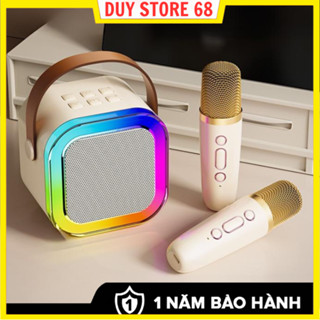 Loa Bluetooth Karaoke Mini K12 ,D1Siêu Hay, Kèm 2 Micro Mini, Chất Âm Hoàn Hảo, Mic Hút Âm, Nâng Tone, Chỉnh Vang
