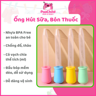 Ống hút sữa bón thuốc cho bé nhỏ giọt 5ml, ống hút bón sữa đầu bóp silicon, ống bơm dẻo chia vạch