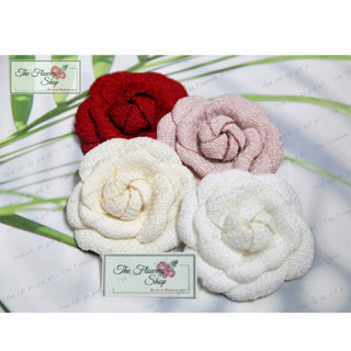 (tặng hộp - đã có ghim cài) Hoa cài áo handmade trà dạ tweed chà neo siêu sang