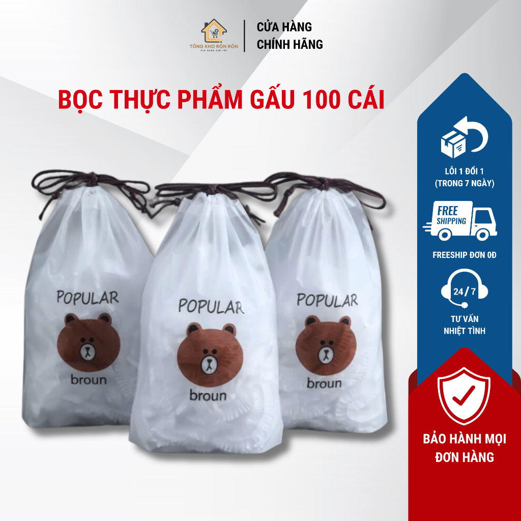 Bọc thực phẩm gấu set 100 cái