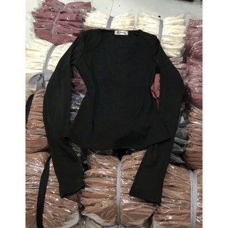 Áo thun tay dài cổ V ôm body chất thun cotton co dãn rất đẹp HÌNH THẬT