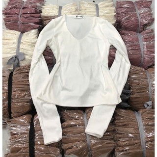 Áo thun tay dài cổ V ôm body chất thun cotton co dãn rất đẹp HÌNH THẬT