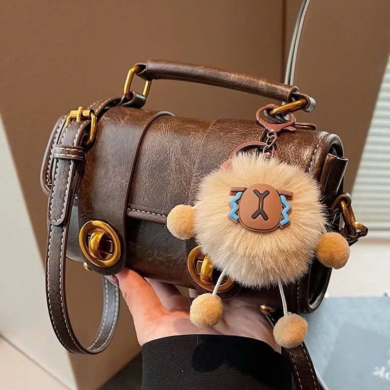 Túi xách nữ 2 dải khoá da nhăn cao cấp tặng móc gấu khóc Uyên store - DK996