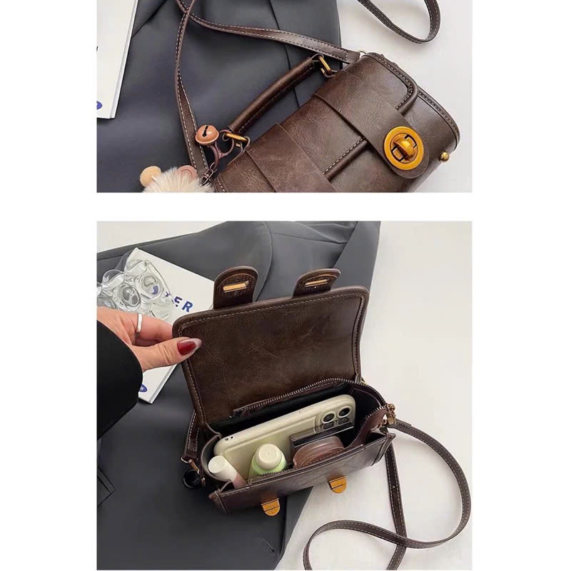 Túi xách nữ 2 dải khoá da nhăn cao cấp tặng móc gấu khóc Uyên store - DK996 | BigBuy360 - bigbuy360.vn