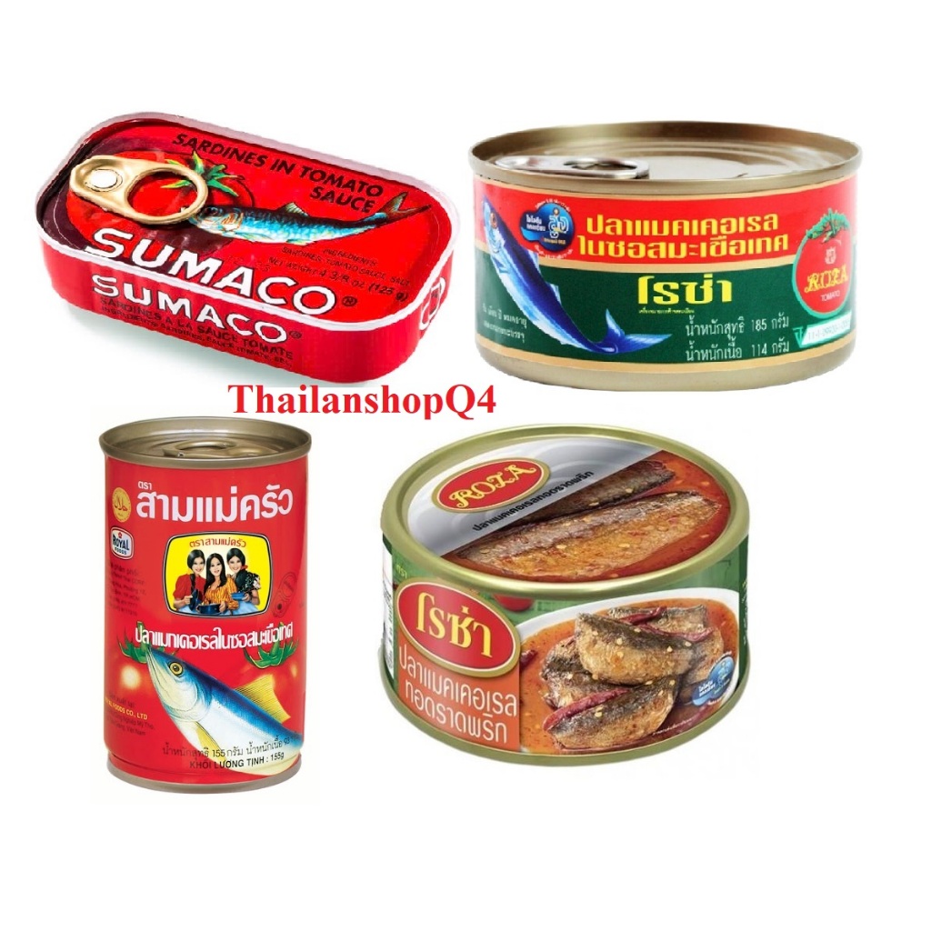 SET 4 HỘP CÁ MÒI CÁ THU SỐT ỚT/ SỐT CÀ ROZA SUMACO HICHEF THÁI LAN