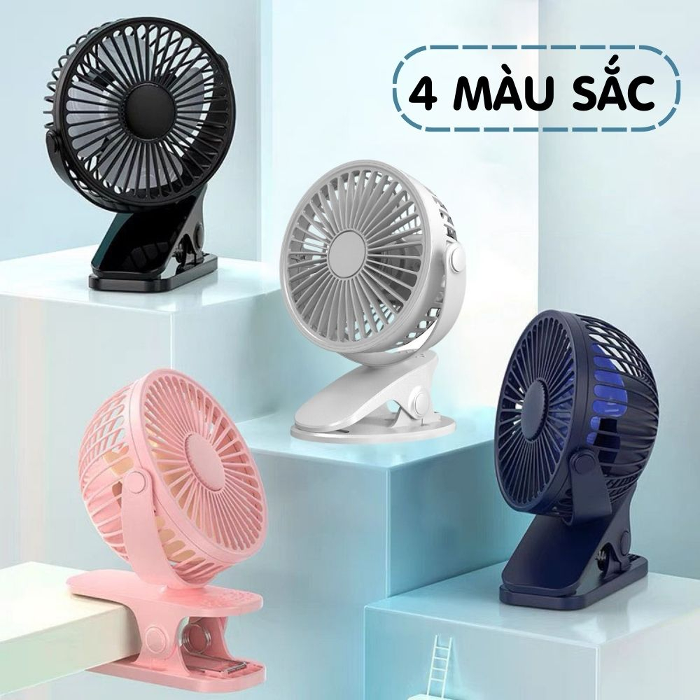 Quạt Mini Tích Điện Để Bàn Cực Mát, Quạt Tích Điện Mini Kẹp Bàn, Quạt Kẹp Xoay 720 độ Chắc Chắn Cho Dân Văn Phòng