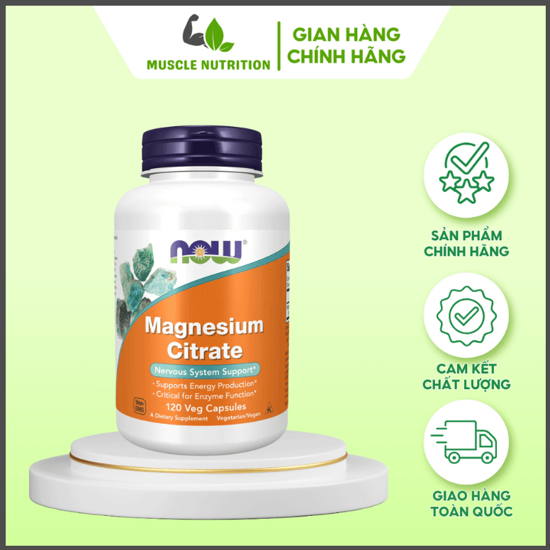 Now Magnesium Citrate 200MG, Now Magnesium Glycinate 200MG, Now Magnesium Caps 400mg giảm stress, hỗ
