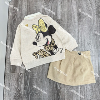Bộ nỉ cho bé gái (áo polo + chân váy nhung)Disney xuất dư xịn