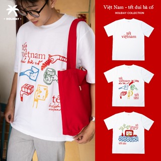 Áo thun unisex nam nữ Tết 2025 cotton oversize | Holiday Vietnam