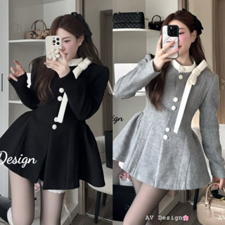  Set đồ nữ Set váy nữ Dạ Ép Áo Dạ Khuy Bọc Phối Nơ Kèm Quần Phối Ren HÀNG SẴN Siêu Xinh Chuẩn Form Mẫu mặc AV Design 