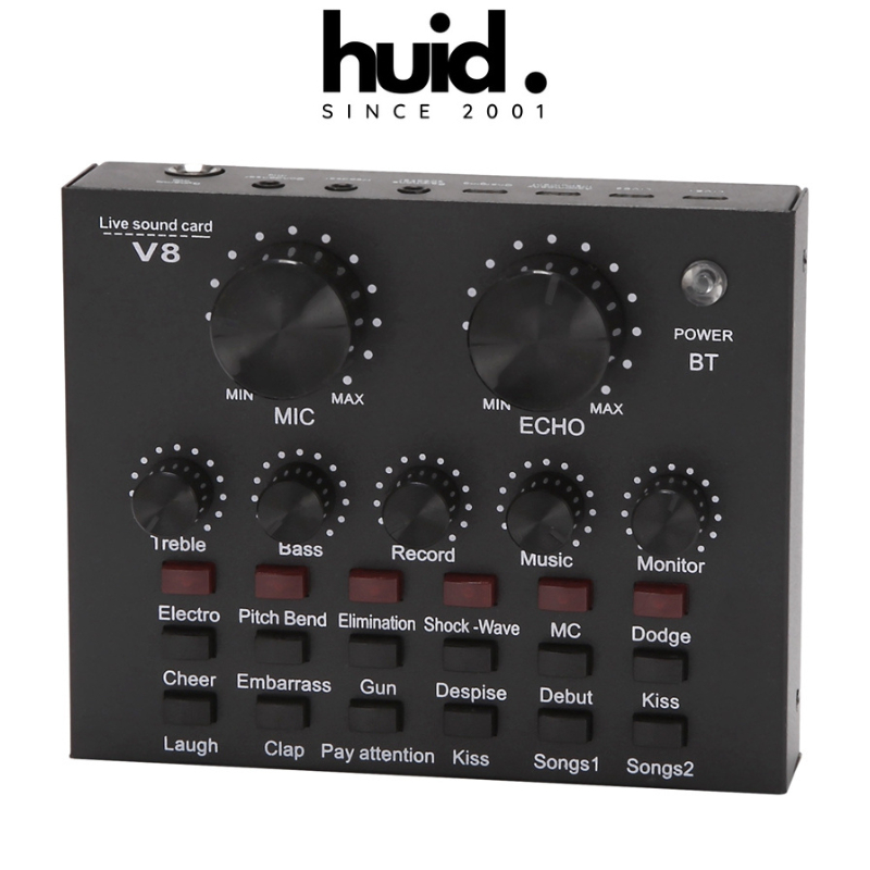 Soundcard V8 Có Bluetooth, Livestream, Thu Âm, Hát Karaoke, Auto Tune, Dùng Cho Điện Thoại Và Máy Tính