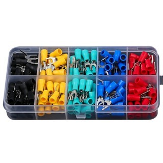 [Hộp 250 đầu cos đủ loại] Đầu cos chỉa bọc nhựa, đầu cos chữ y, cos y đầy đủ kích thước + kìm bấm co