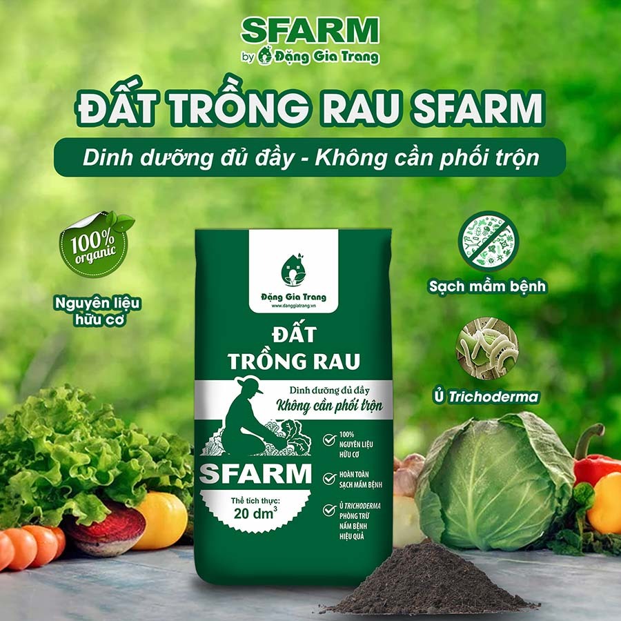 Đất trồng rau SFARM (bao 20dm3) | Đặng Gia Trang