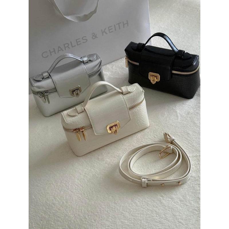 (auth-ord)Túi xách tay đeo chéo da vân Arwen Croc Vanity
