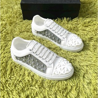 Giày thể thao nam Philipp Plein Trắng đinh vít xuyên kim tuyến - Giày PP  Trắng Hàng Chuẩn QC 37-44 ( Full Box)