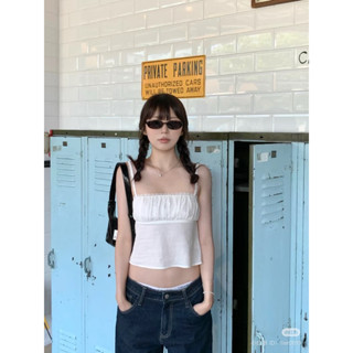 Áo hai dây trắng phối ren - Chicabé Studio