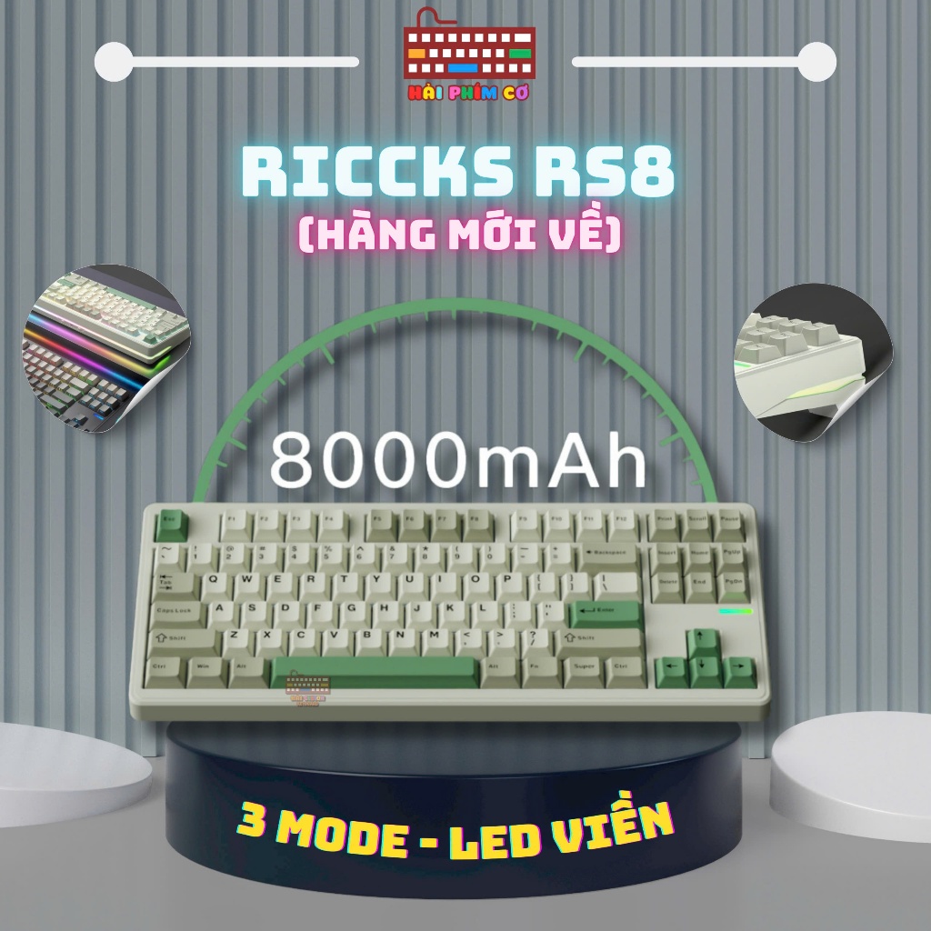 [HOẢ TỐC] BÀN PHÍM RICCKS RS8 | 3 MODES KẾT NỐI | LED RGB | MẠCH XUÔI HOTSWAP 5 PIN | GASKET MOUNT |
