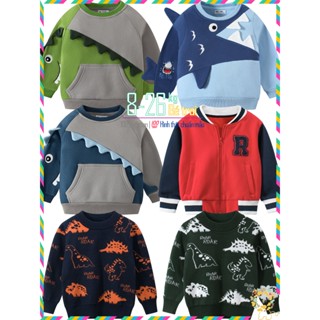 Áo nỉ cho bé trai lót lông in hình khủng long áo len cho bé size đại 2024