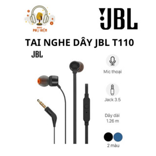 [SHIP HỎA TỐC] Tai Nghe Có Dây JBL T110 Dây Dẹp Không Bị Rối Bass có mic, Bass cực mạnh đánh chuyên game
