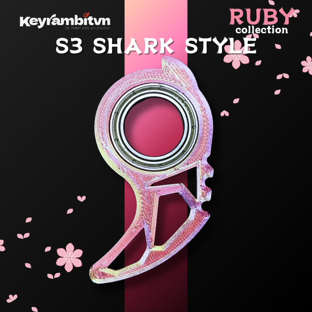 [LIVE] Móc Khóa Xoay - Keyrambit S3 Shark Style - Vòng Bi Thép Nhật- In 3D - Phiên Bản Hồng Ngọc
