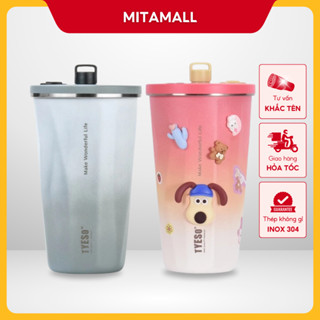 Ly giữ nhiệt TYESO MITAMALL 600ML, inox 304, ống hút inox, cọ rửa, khắc tên theo yêu cầu | TS-8848
