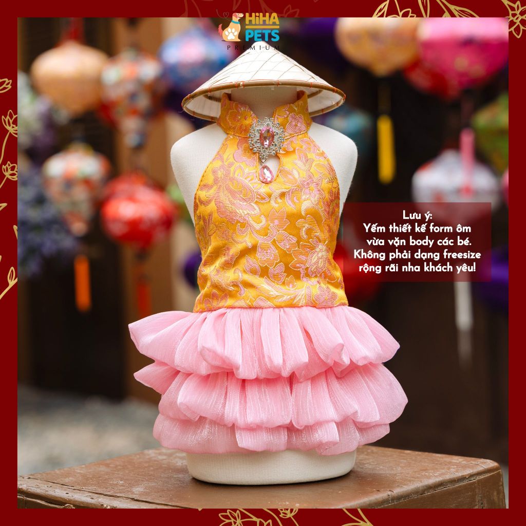 Váy Yếm Tết Lam Khuê Cho Chó Mèo Quần Áo Thú Cưng Tết Thời Trang Cao Cấp HihaPets 2026 VTG3