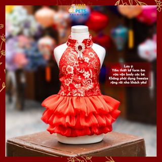 Áo Tết Cho Chó Mèo Lam Khuê, Áo Yếm Tết Cho Chó Quần Áo Thú Cưng Thời Trang Cao Cấp Hiha Pets 2025 VTG3