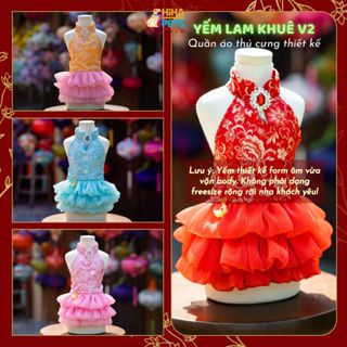 Áo Dài Tết Cho Chó Mèo Lam Khuê ,Quần Áo Thú Cưng Tết Thời Trang Cao Cấp Hiha Pets 2025 VTG3