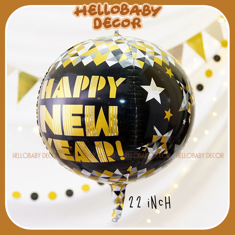 Cầu 4D tròn trang trí Happy New Year
