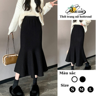  Chân váy nữ đuôi cá cạp cao dáng dài ôm body Chân váy midi dáng dài lưng cao chất umi dày dày co dãn tốt Bee Store 
