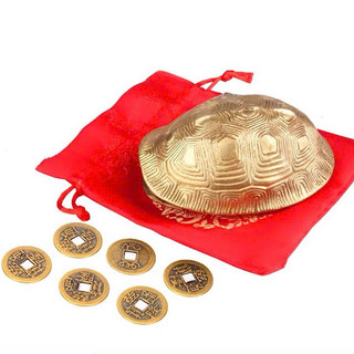 Mai rùa bát quái thái cực bằng đồng 11cm dùng gieo quẻ , trấn cửa nhà