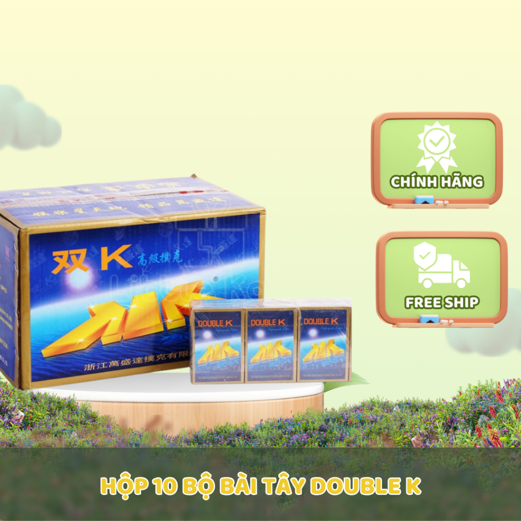 Hộp 10 bộ bài Tây Xịn Xanh DOUBLE K