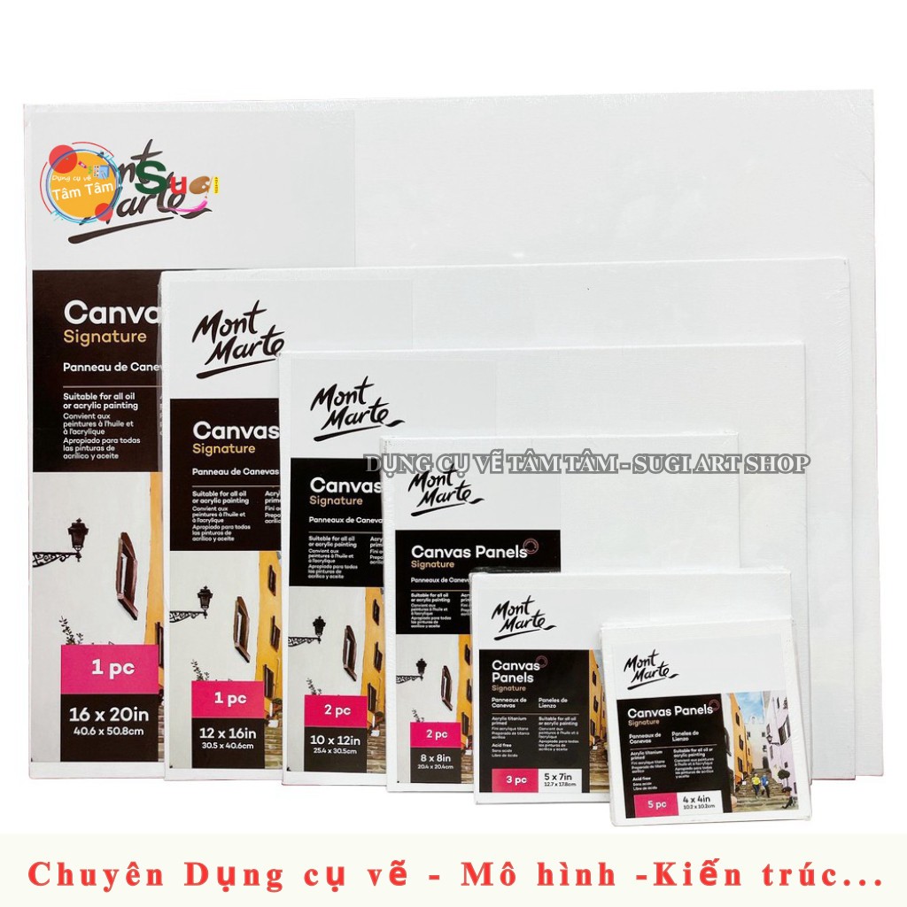 [ TÂM TÂM ] Canvas Mont Marte dạng ép mỏng , Canvas Panels vẽ tranh Acrylic, Sơn Dầu