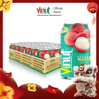 [KHAY 24 LON ]  Nước Ép Vải Vinut, Nước Ép Trái Cây Tươi Vinut  (330ml/lon)