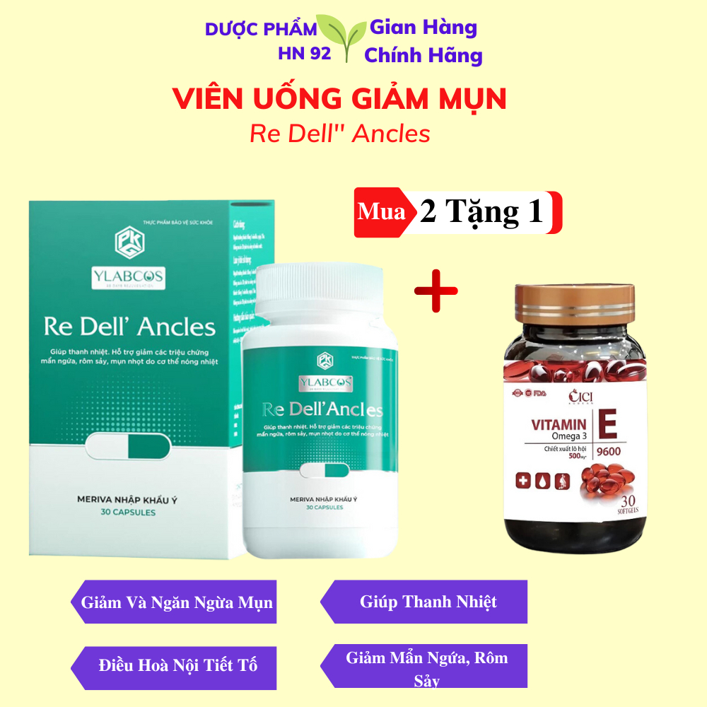 Viên Uống Giảm Mụn Dr Lacir Re Dell Ancles Ylabcos chính hãng Giúp thanh lọc cơ thể, cải thiện tình trạng mụn Duocphamhn
