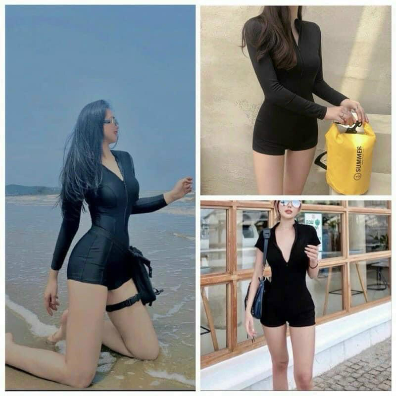 Bikini Đi biển 1 Mảnh Sẵn Mút Ngực Quần Đùi, Đồ Bơi Nữ Tay Ngắn Dài Trẻ Trung, Quyến Rũ Có Size | BigBuy360 - bigbuy360.vn