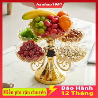 Khay mứt tết, khay đựng bánh kẹo, hoa quả, đồ ăn vặt. Khay mứt 5 cánh sen xoay 360 độ sang trọng