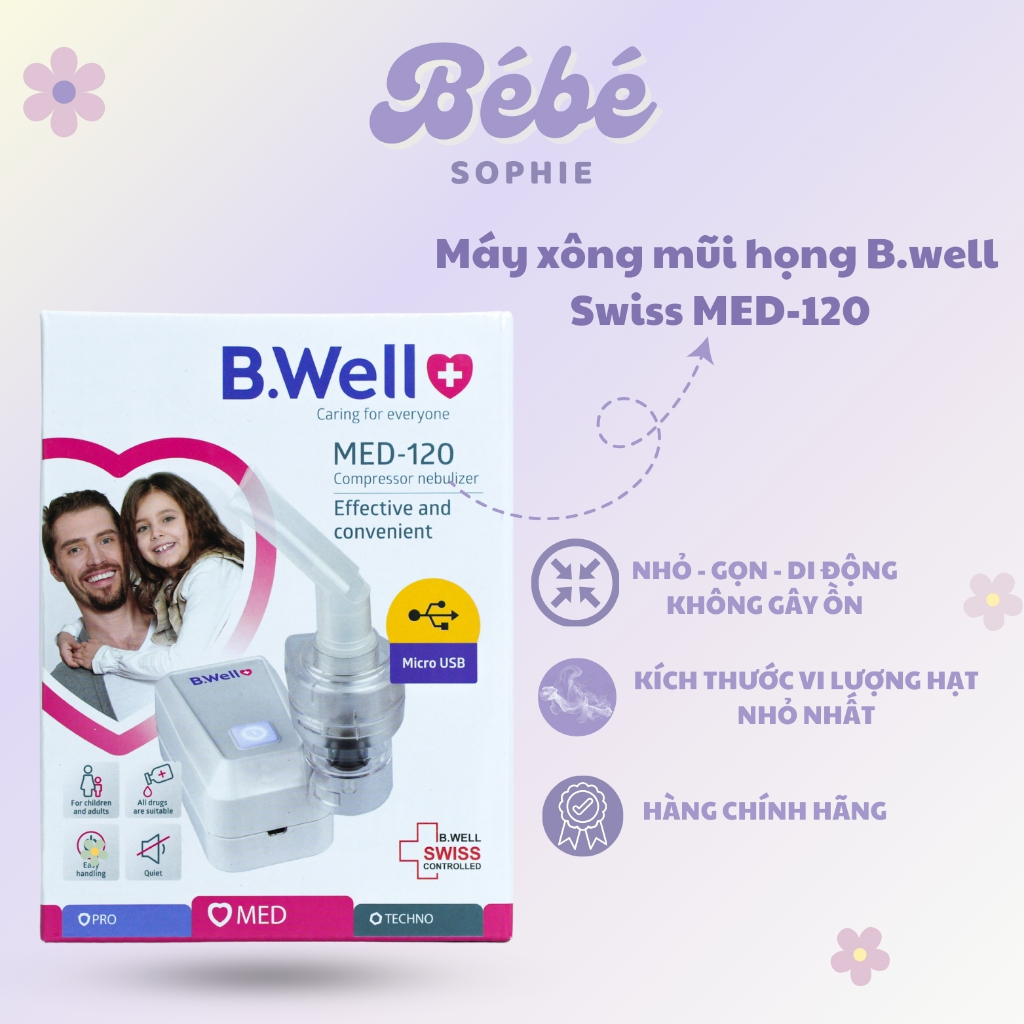 ( 𝐍𝐡𝐚̣̂𝐩 𝐤𝐡𝐚̂̉𝐮 𝐜𝐡𝐢́𝐧𝐡 𝐡𝐚̃𝐧𝐠 ) Máy xông khí dung MED 120 Bwell Thuỵ Sĩ