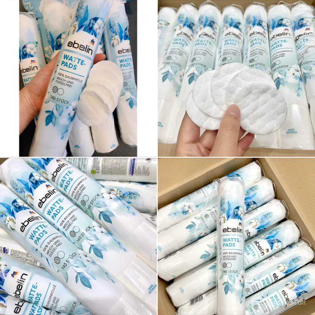 [Hàng Đức] Bông tẩy trang EBELIN thành phần từ cotton mềm, dai, làm sạch chuyên sâu
