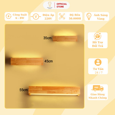 Đèn Tường Energy Green Lighting DT-159G - Chữ Nhật Thân Gỗ - Trang Trí Phòng Khách / Phòng Ngủ - Phòng Tắm