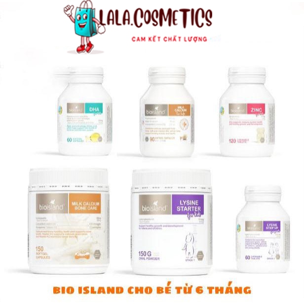 Viên Bổ Sung Canxi, DHA, Kẽm Zinc, Lysine Bioisland Úc Cho Bé