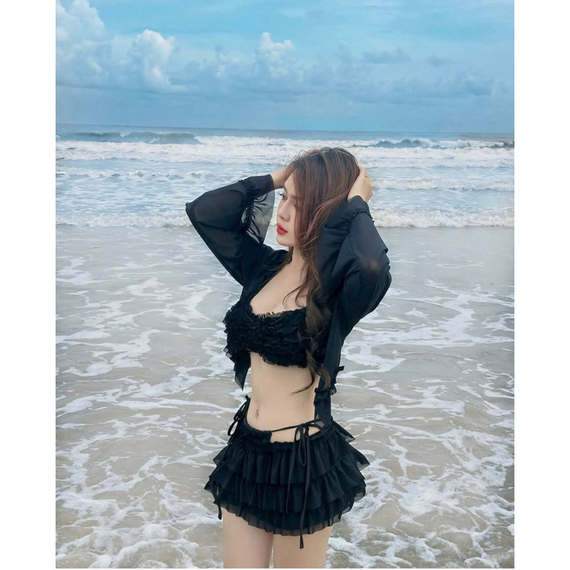 BiKiNi đồ bơi đi biển 4 món BÈO TầNG đính hoa ,chất lưới tiểu thư mềm mịn sang chảnh (THE SI) | BigBuy360 - bigbuy360.vn