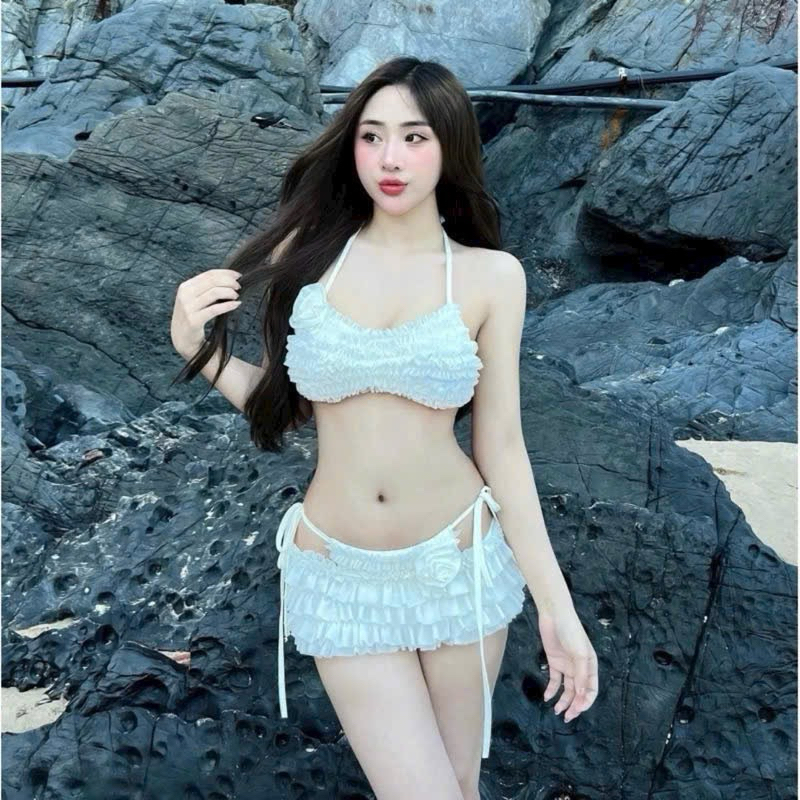 BiKiNi đồ bơi đi biển 4 món BÈO TầNG đính hoa ,chất lưới tiểu thư mềm mịn sang chảnh (THE SI) | BigBuy360 - bigbuy360.vn
