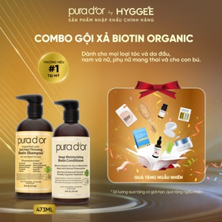 Combo dầu gội / xả hữu cơ hỗ trợ giảm rụng tóc, hỗ trợ mọc tóc Biotin Gold Label Pura D'or 237/473ml
