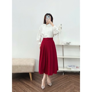 Chân Váy CCHAT Dáng Xòe Ly Xếp Jennie Chất Liệu Dạ Cao Cấp 24CDZ2031XT