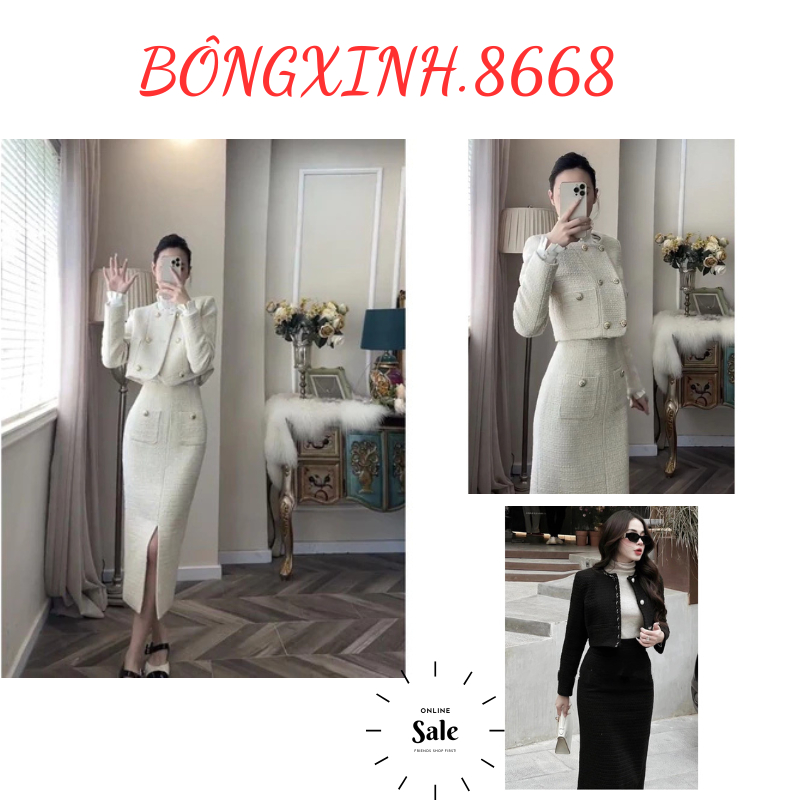 Sét Áo Dạ kèm chân váy dạ dáng dài phù hợp 2 miền Nam & Bắc,Sét Dạ Tweed Áo Vest Nữ Crotop Dáng Ngắn