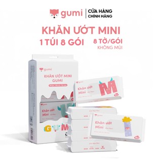 Hộp 20 gói Khăn giấy ướt Gumi Mini tiện lợi, không mùi bỏ túi tiện lợi.
